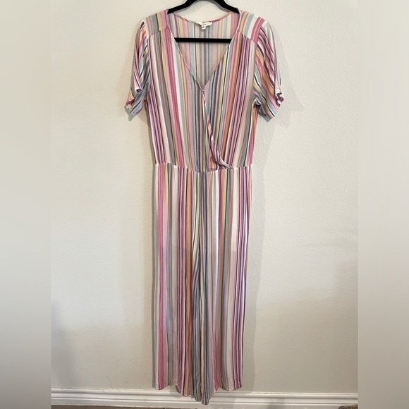 Entro Women Jumpsuit XL Pink Colorful Striped Longline Contemporary Causal - Picture 5 of 17